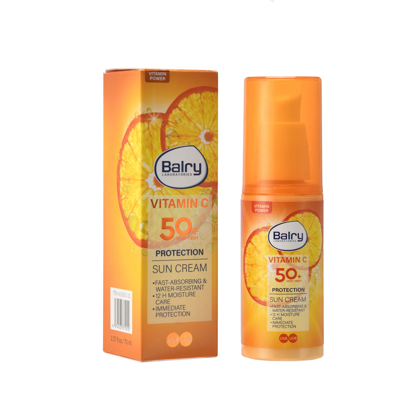 Natural Vitamin C Anti-Aging Sunscreen Cream with Zinc Protection SPF50