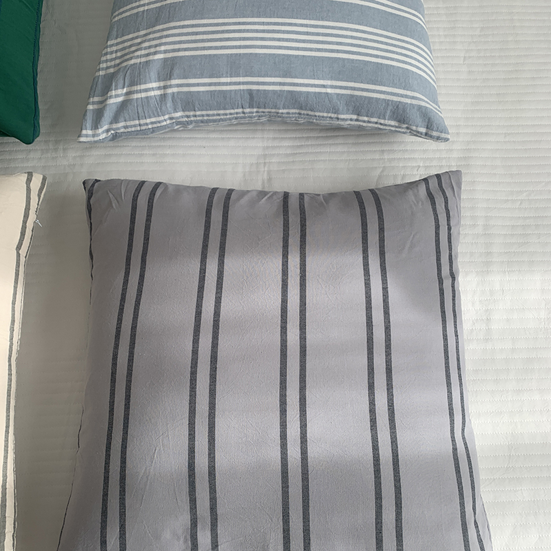 Washed Cotton Pillowcase Comfortable Square Soft Stripe Cushion Cover