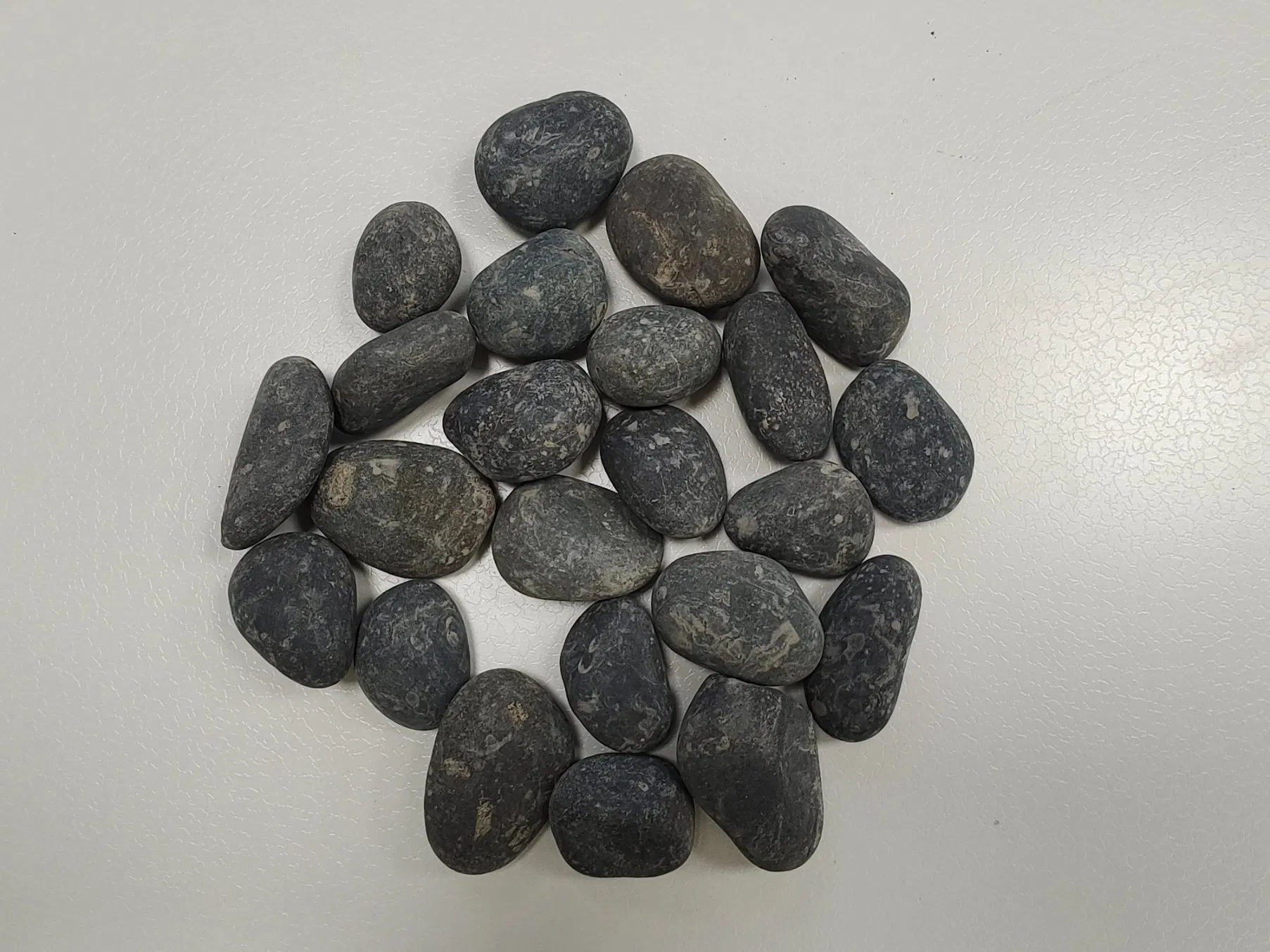 Unpolished Round Black Washed River Garden Pebbles, Black Washed Stones