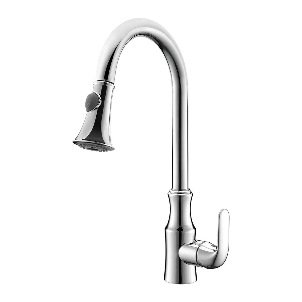 Gooseneck Faucet Brass Chrome Kitchen Sink Faucet Copper Pull out Sprayer Sink Kitchen Taps