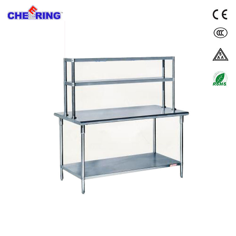 Cheering Withing Splashback &Under Shelf Commercial Stainless Steel Corner Worktable