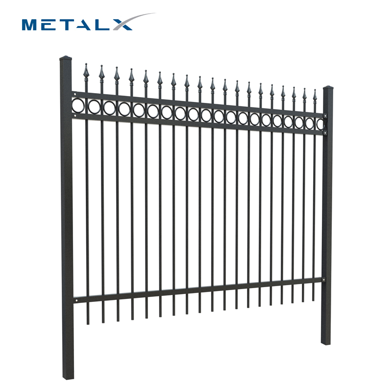 High Quality Ornaments Wrought Iron Black Color Panel Fence