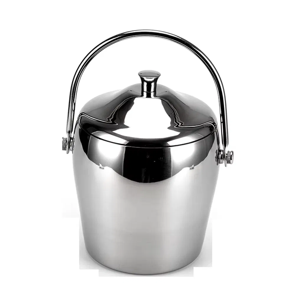 Double Wall Stainless Steel Wine Cooler Bucket Insulated Champagne Beer Ice Bucket with Bottle Chiller for Hotels & Restaurants