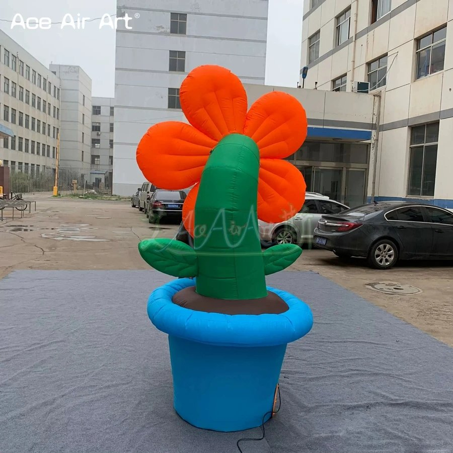 Exquisite Handmade Inflatable Sunflower Model Flowers in Flowerpot for Advertising/Promotion Events Decoration