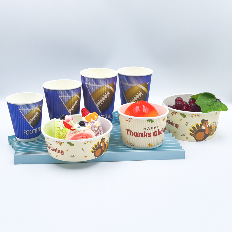 Чашки бумажные 16oz с двойной стенкой, под индивидуальную печать