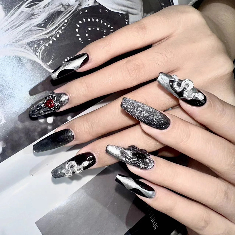 Wholesale Nail Art Diamond Alloy Jewelry Snake Zircon Three-Dimensional Nail Decoration Charms