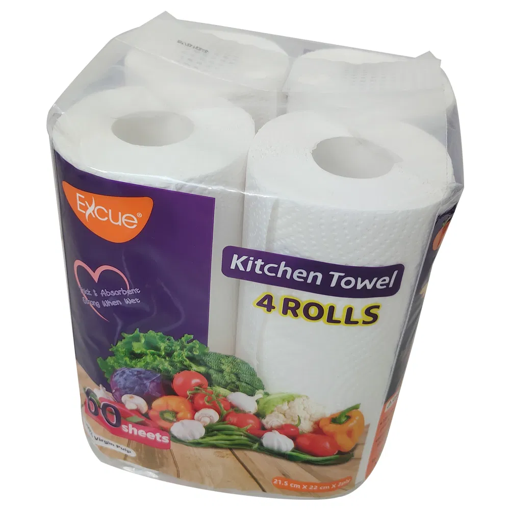 Customized Kitchen Paper Towel 4 Rolls Packing Super Absorbent