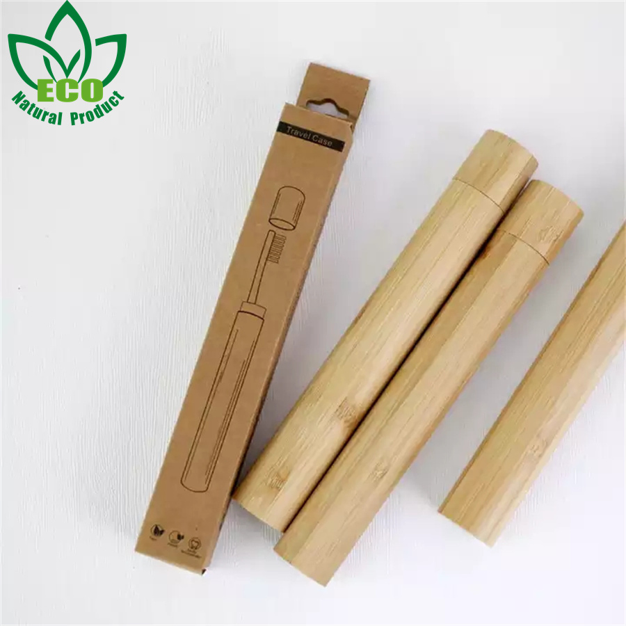 Bamboo Case Toothbrush Holder Bamboo Toothbrush with Laser Logo