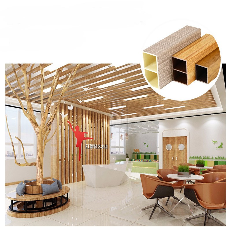 Timber Tube Ceiling Custom WPC Square Tube Wood Plastic Timbe