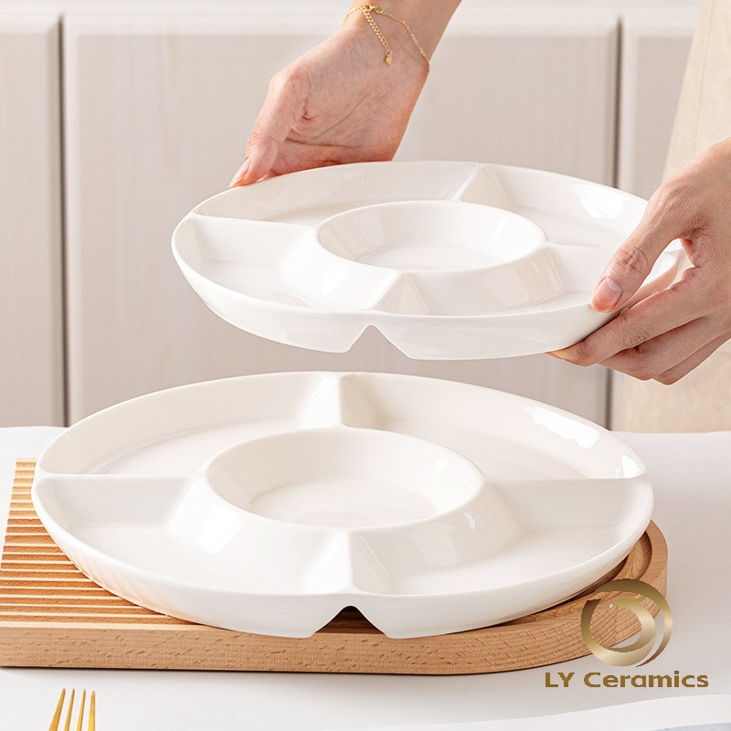 Eco-Friendly Healthy Large-Capacity12" Five-in-One Soup Plate Porcelainware Ceramic Tableware