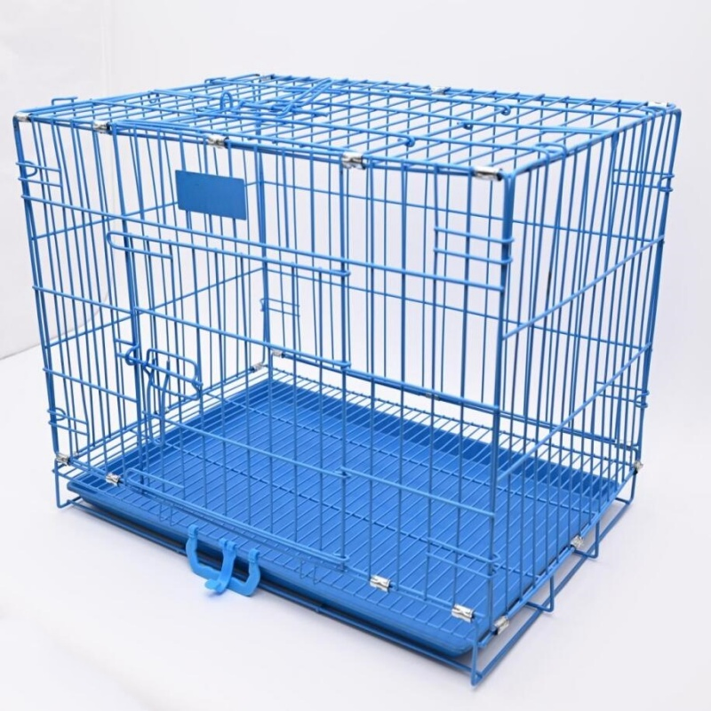 Wholesale Manufacturer's Breathable Pet House Stackable Steel Wired Folding Metal Dog Crate Kennel 2-Door Tray Plastic Cage