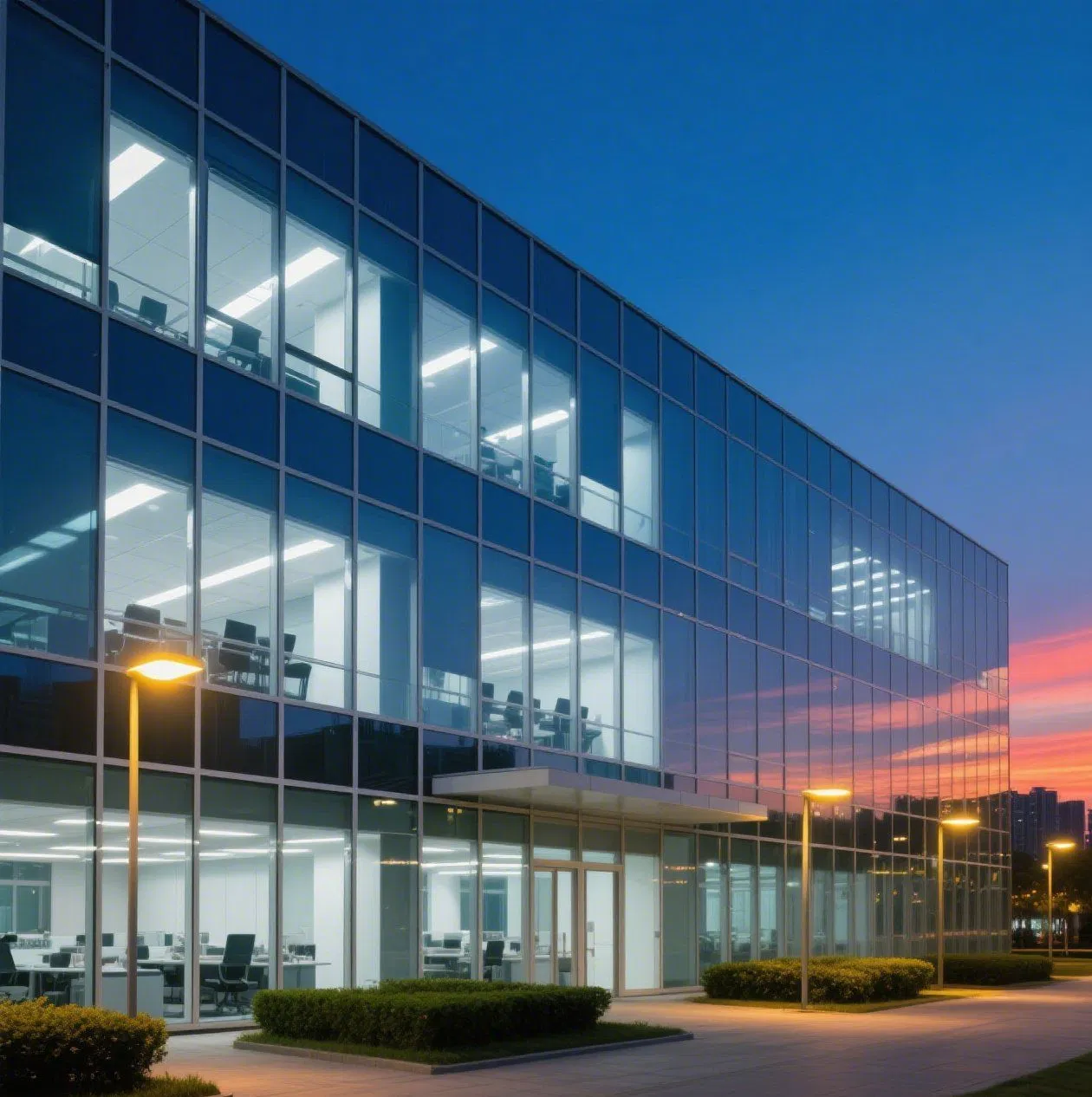 Villa Full Glass Facade Wall Thermal Break Aluminum Window Curtain Wall