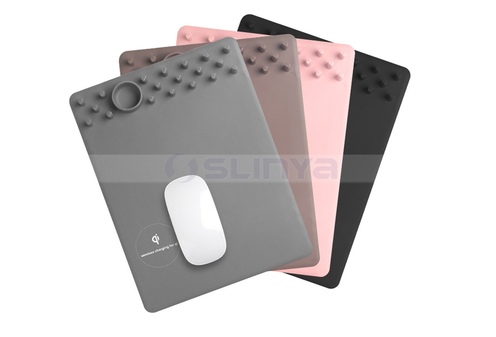 Коврик для мыши с беспроводной зарядкой Qi и держателем