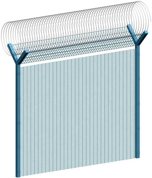 PVC Coated 358 Security Fence with Razor Wire Prison Mesh Anti Burglar Fence