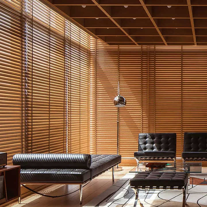 Durable Faux Wood Window Shades Roller Blinds Wooden Blinds