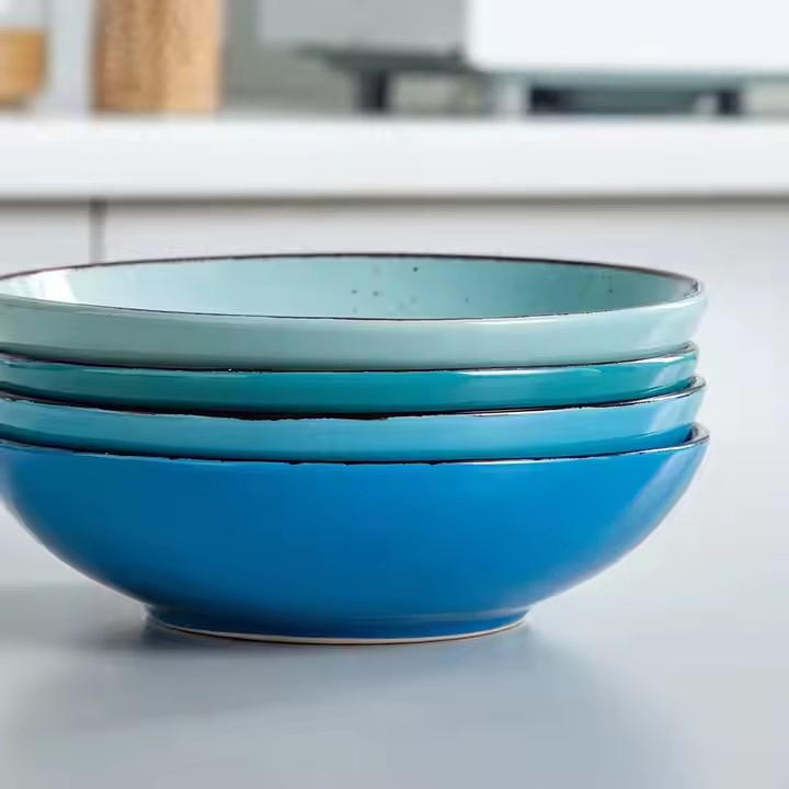 8"Coup Moon Soup Plate with Colour Glaze Stoneware Ceramic Porcelain Tableware