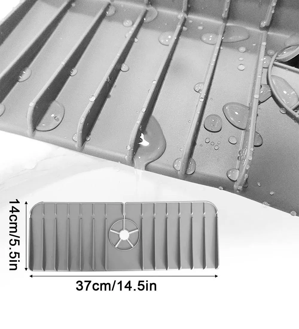 Home Kitchen Accessories-Silicone Faucet Splash Catcher Washable Sink Guard Faucet Absorbent Mat Rubber Products