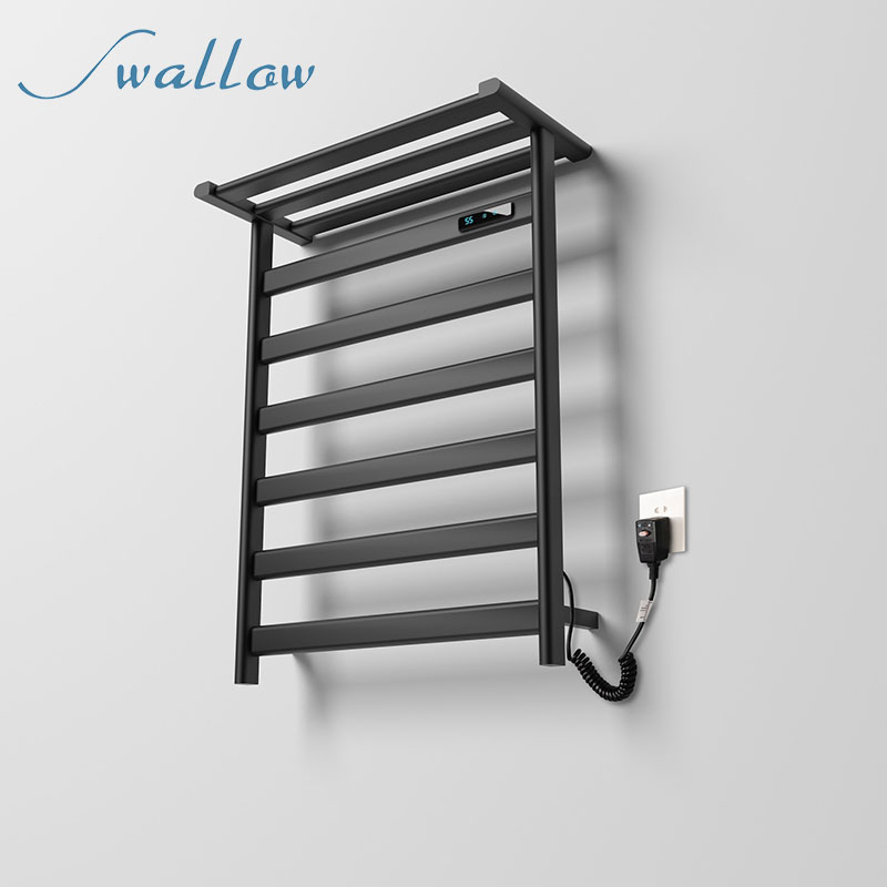 New 304 Stainless Steel Carbon Fiber Tube Heated Towel Rail Electric Towel Warmer Matt Finish Anti-Fingerprint