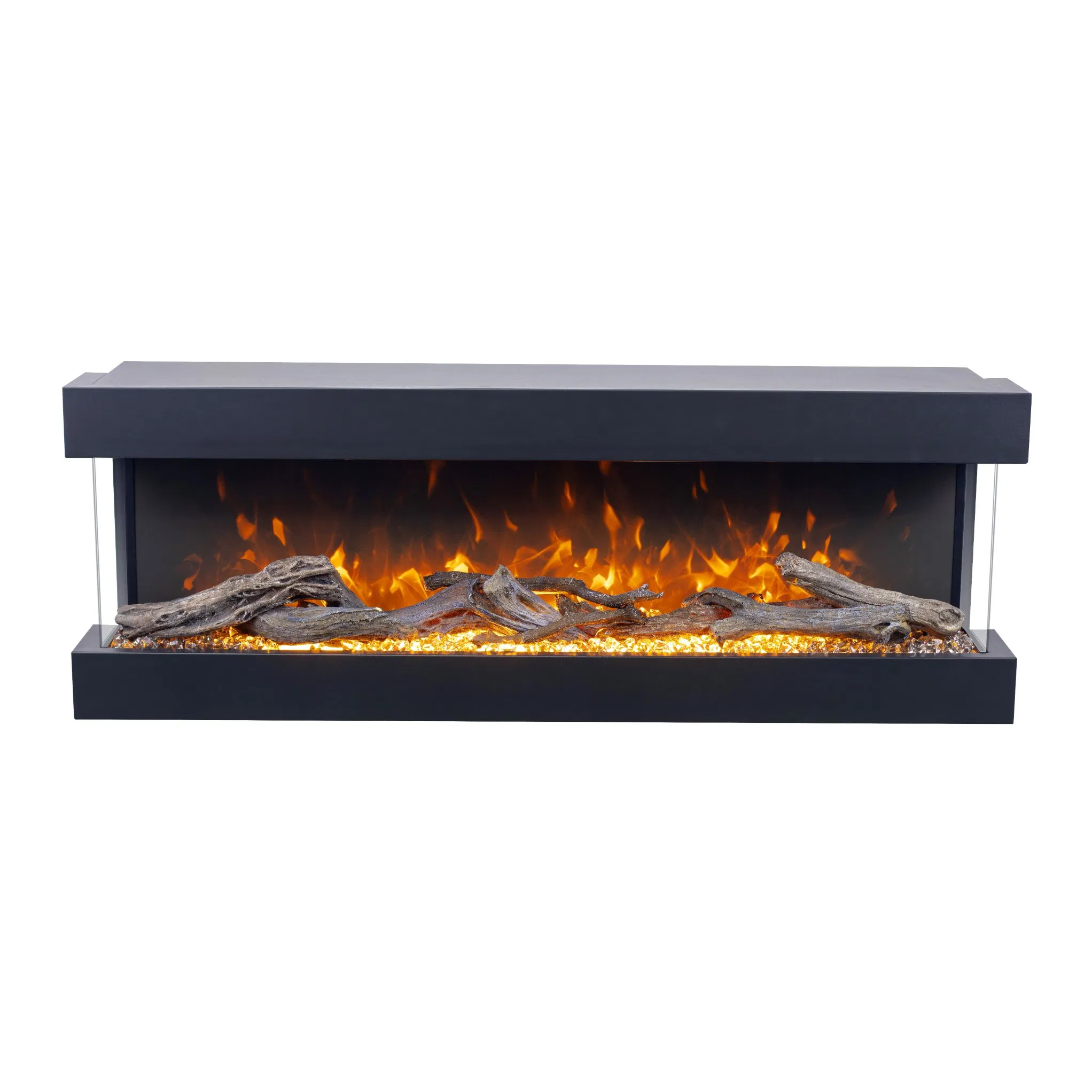 Modern Artificial Flame Wall Mounted Insert Indoor Remote 3 Sides Electric Fireplace