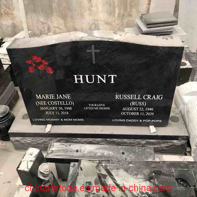 Wholesale Black, Pink, Red Granite Simple Tombstone for USA and Europe Market