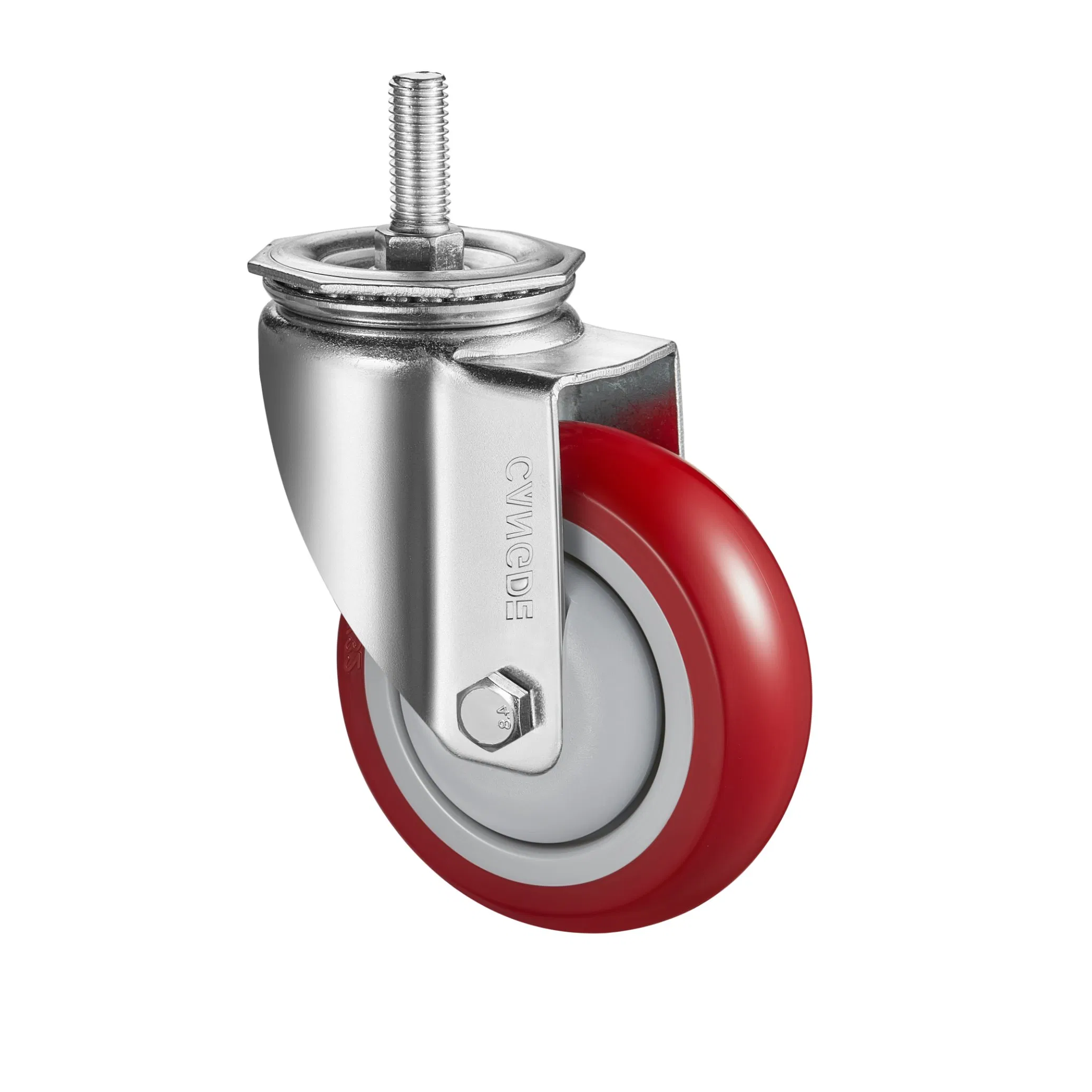 Medium Duty Red Polyurethane Casters - 2.5" 3" 4" 5", Fixed Swivel Brake Types