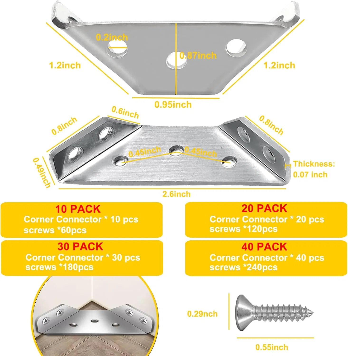 Furniture Hardware: Stainless Steel Trapezoidal Angle Bracket/Connector