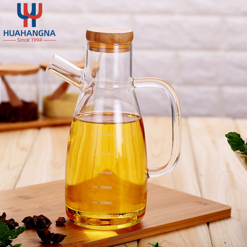 750ml Easy Use Oil Pot Multi-Function Decorative Storage Transparent Glass Bottle with Cover