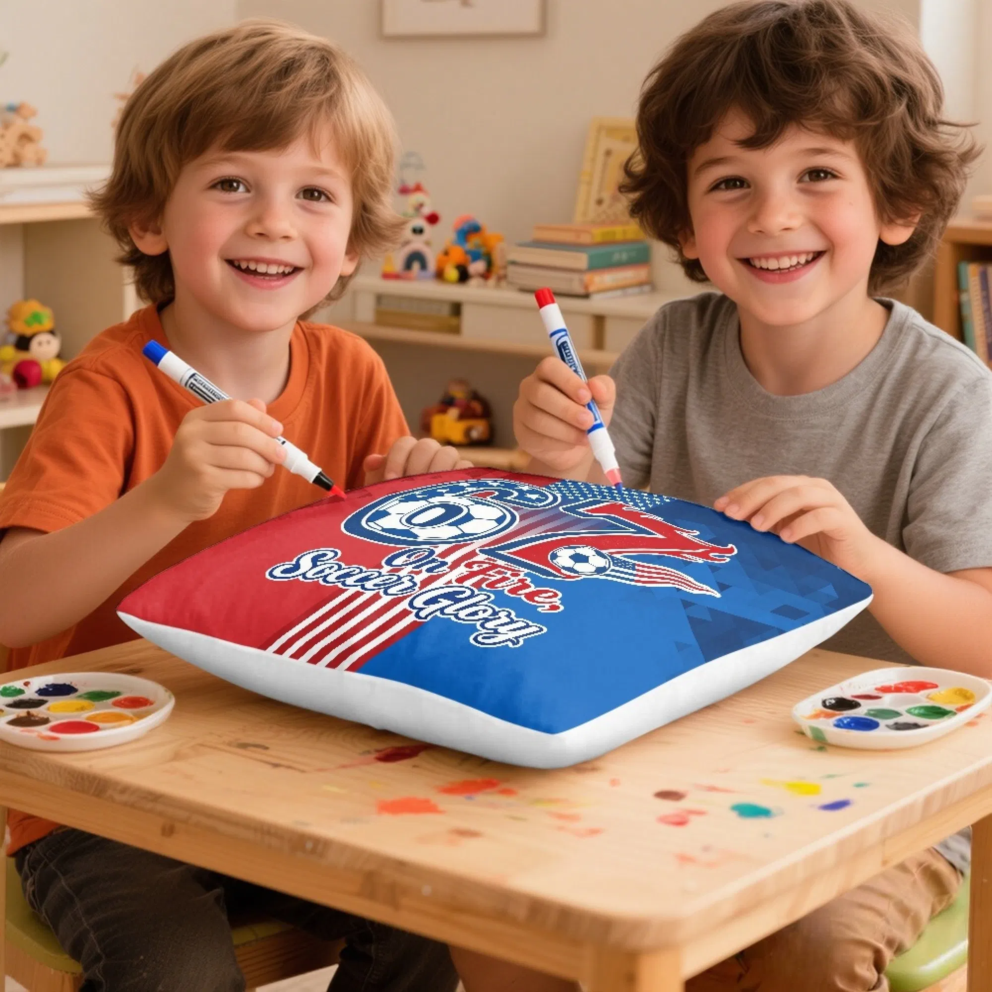 on Fire Theme Football Throw Pillow Fan Gifts for The Us Team at The 2026 World and Cup