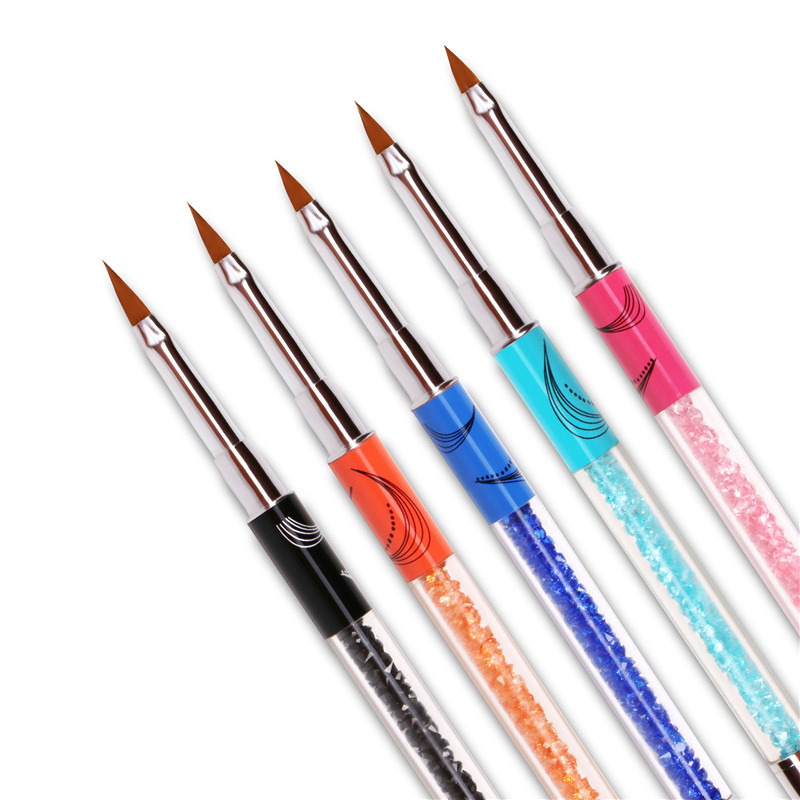 New Arrival Colorful Rhinestones Handle Nail Crystal Carve Brush