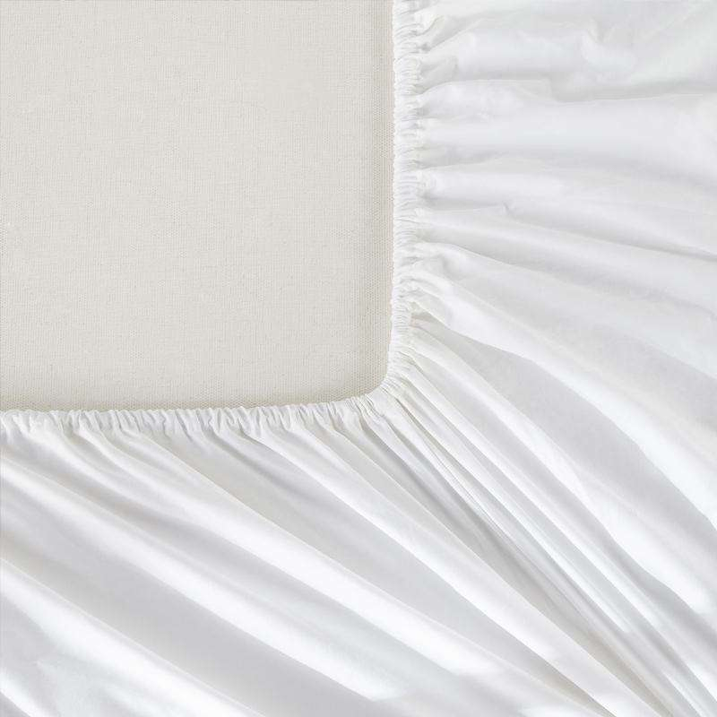 Hotel Bleached White 100% Cotton Mattress Protector Elastic Fitted Bed Sheet Sets