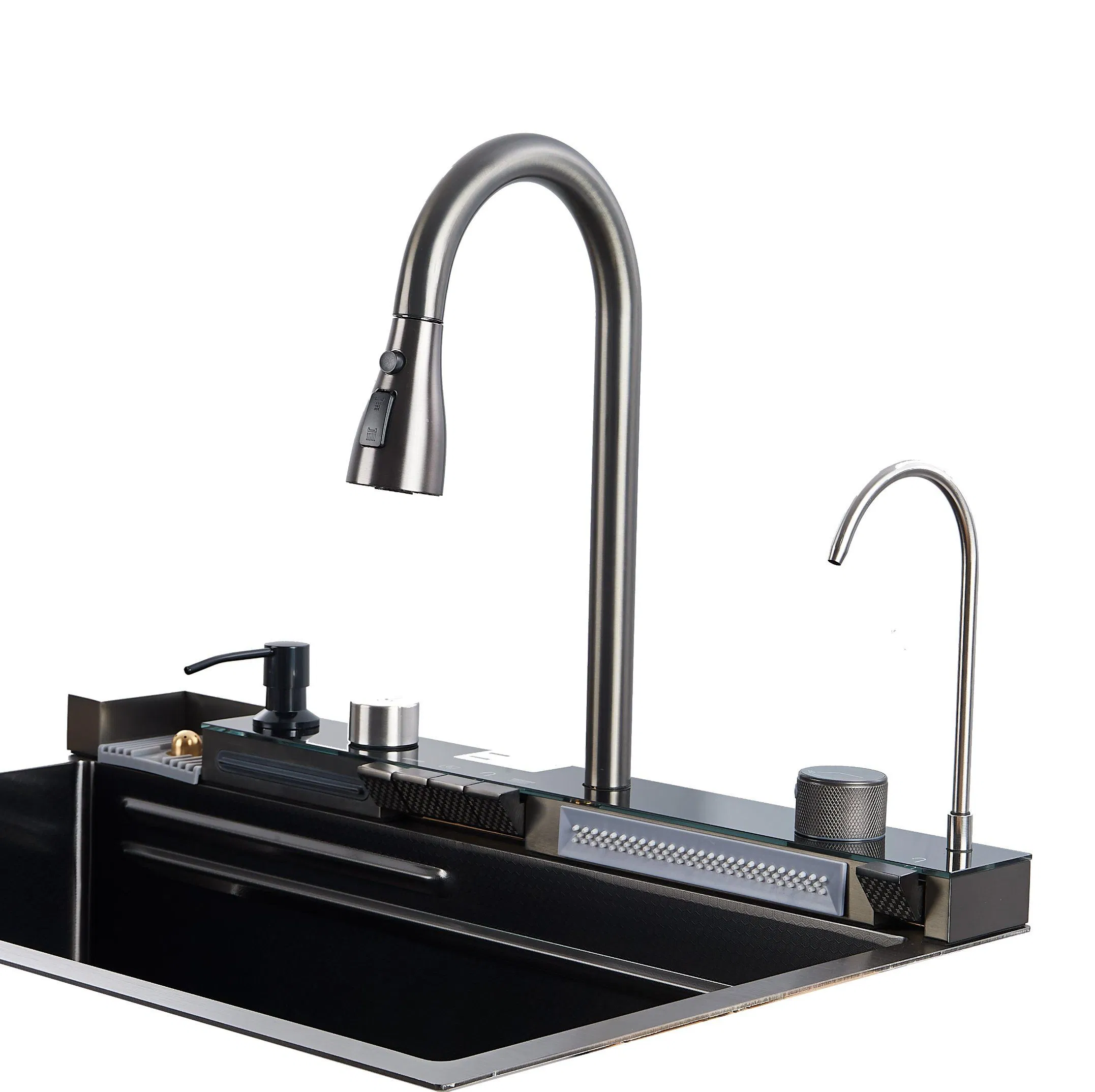 Smart Kitchen Sink Stainless Steel Sink with Multifunctional Waterfall Pull-out Faucet