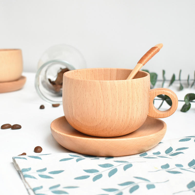 Wood Handmade Custom Natural Wooden Coffee Sake Mug Milk Tea Cup