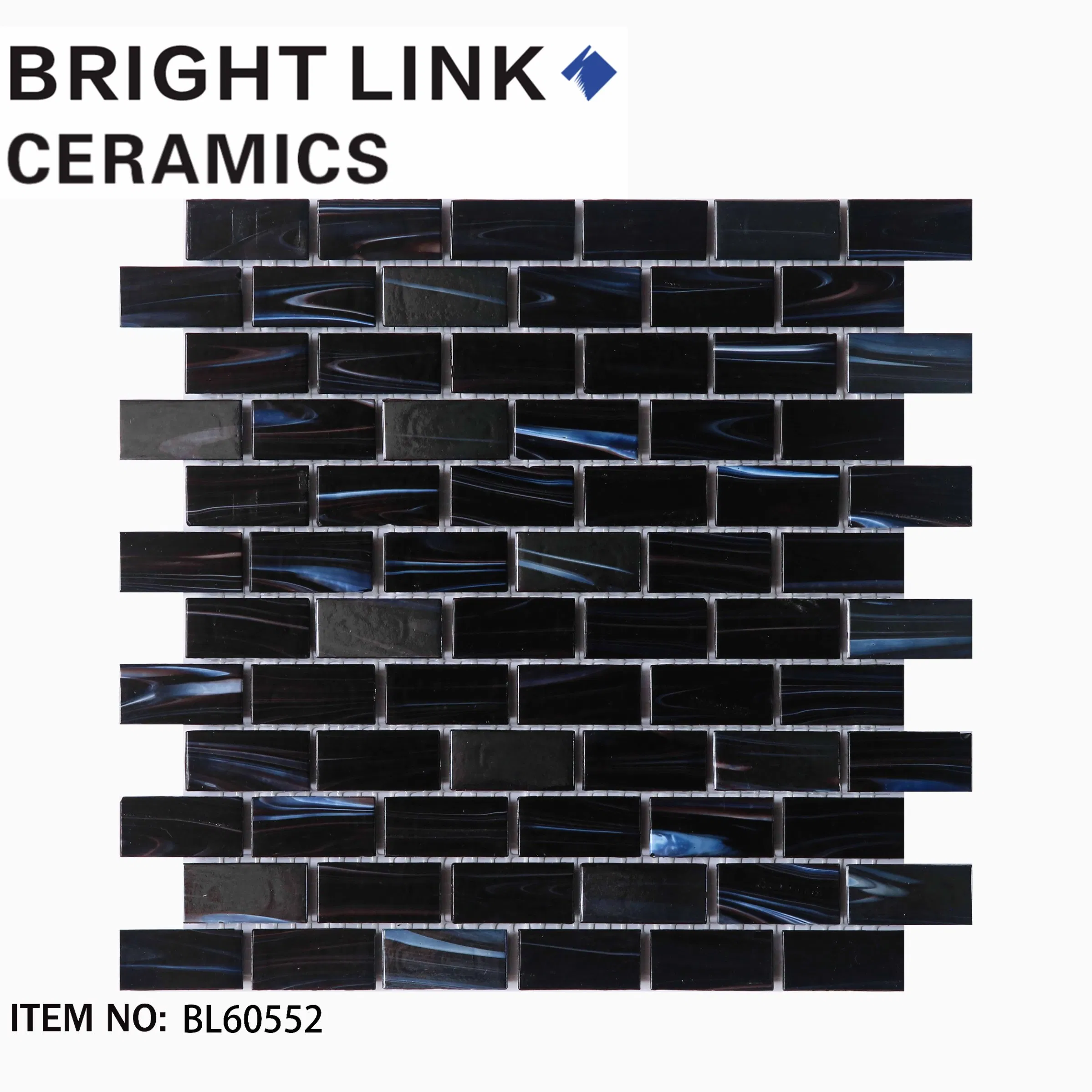 Стеклянная мозаика черная декоративная для стен и пола