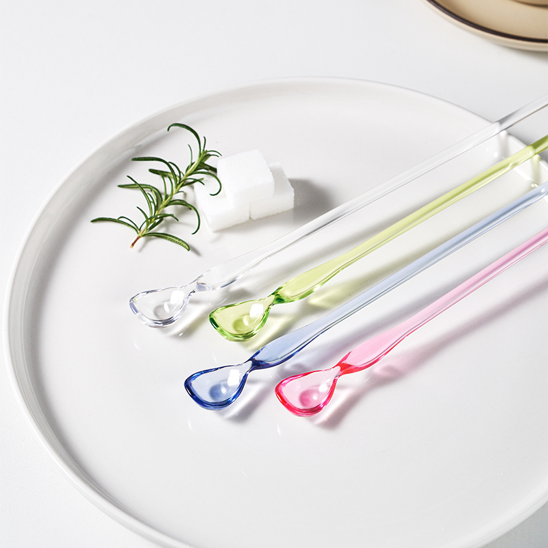 Km1144 Clear Plastic Coffee Mixing Spoon Small Houseware Daily Necessity