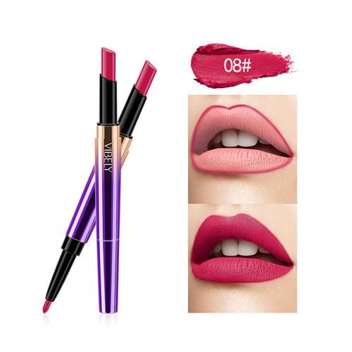 Wholesale 16 Color Double-End Lasting Waterproof Smooth Creamy 2-in-1 Lipstick Lip Liner
