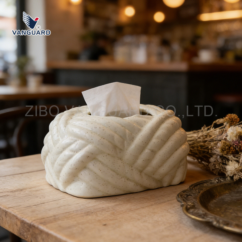 Nordic Rectangular White Porcelain Napkin Tissue Holder Unique Ceramic Tissue Box