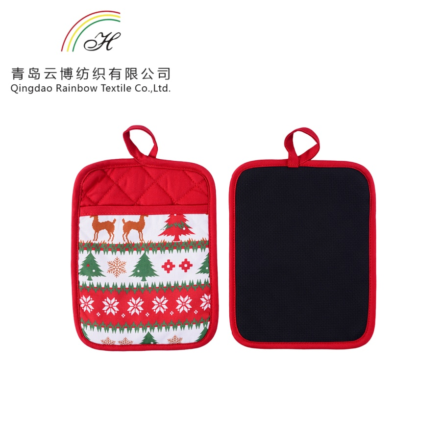 Factory Custom Christmas Polyester Table Mat Cooking Mitt Cotton Pot Holder