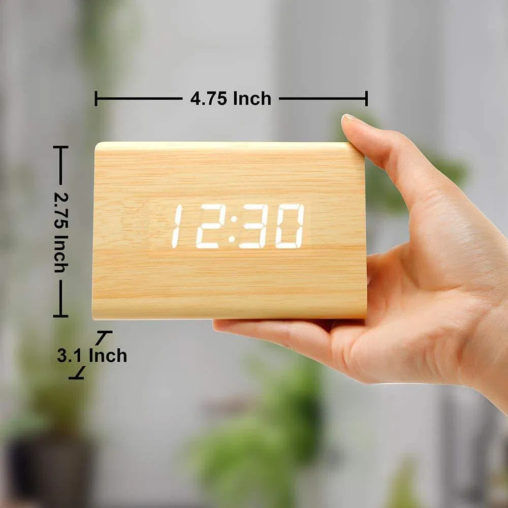 Custom Simple Design Desk Table Wood Digital LED Clock