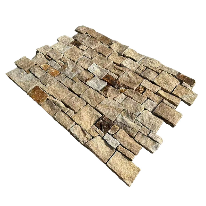 Modern Design Natural Stone Wall Yellow Sandstone Split Surface for Building Material