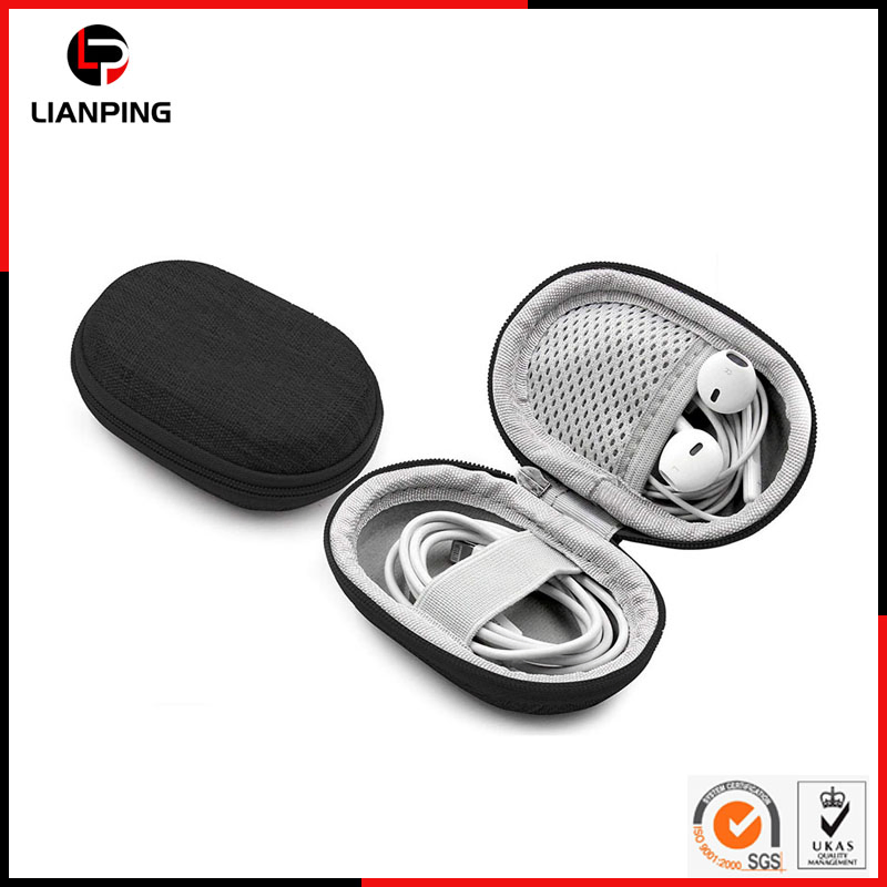 Portable Protective Shockproof Hard EVA Earphone Case with Mesh Pocket