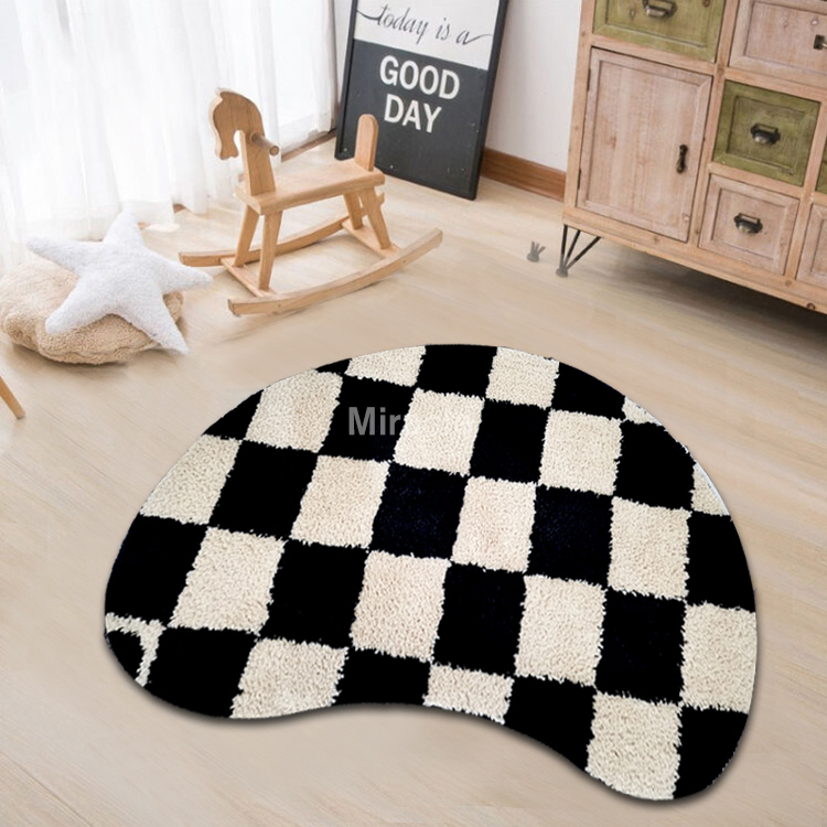 Washable Entryway Simple Home Bathroom Rug Design Shaggy Bath Mat Semi Circle Bathroom Quick Drying Protection Hand Tufted Rug