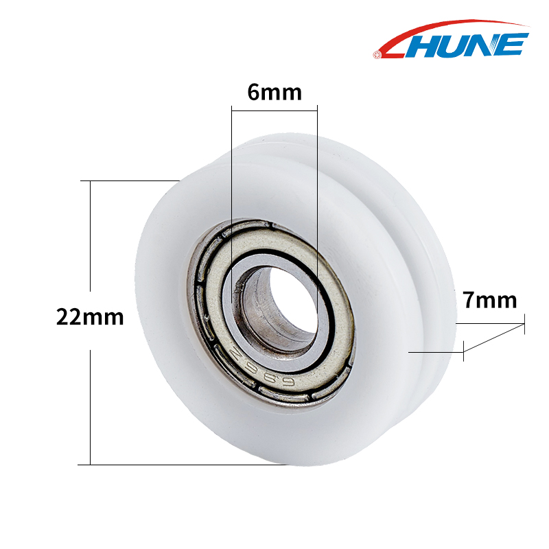 626 China Supplier Customized Miniature Plastic Nylon/POM Coated U Groove Silent Pulley Track Roller Wheel Bearing Roller Pulley U0622.5-7 Nylon Roller