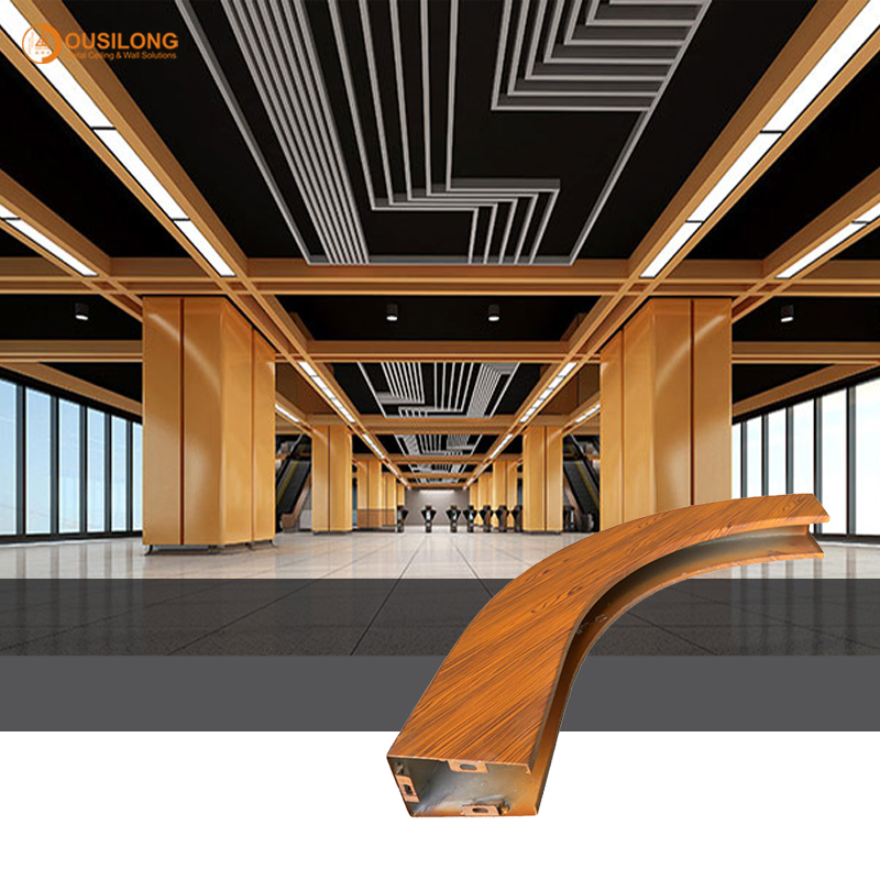 Artistic Decorative Linear Suspended Curved Aluminum Baffle Ceiling for Transportation Facilities Project