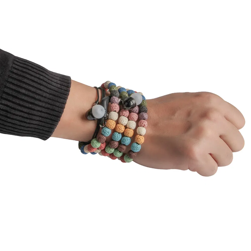 Наушники-браслет из лавового камня с микрофоном