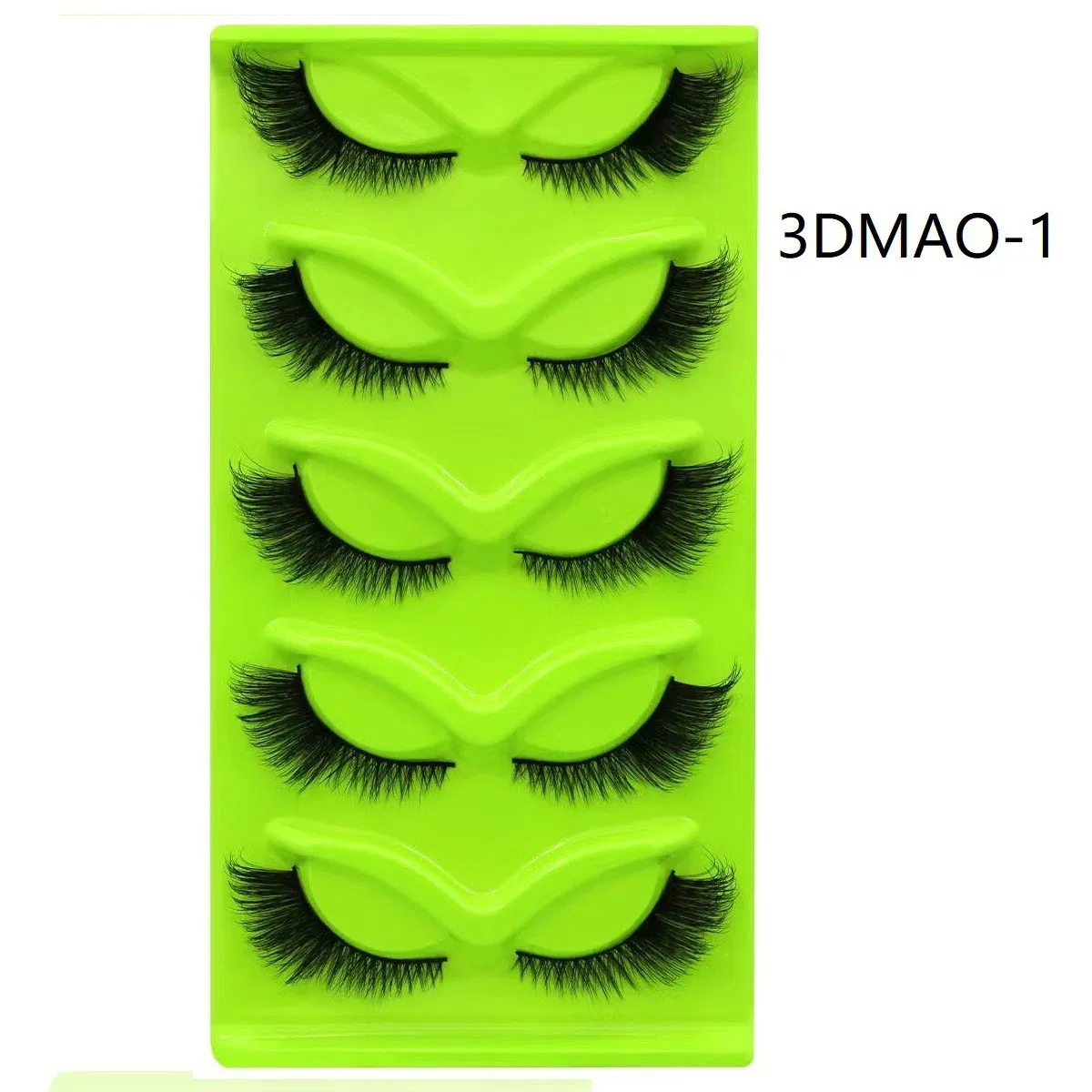 Premium 5 Pairs of Green Fox Eye & Cat Eye False Eyelashes
