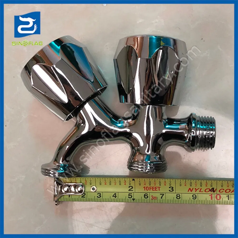 Double Handle Control 3-Way Brass Water Tap Washing Machine Bibcock