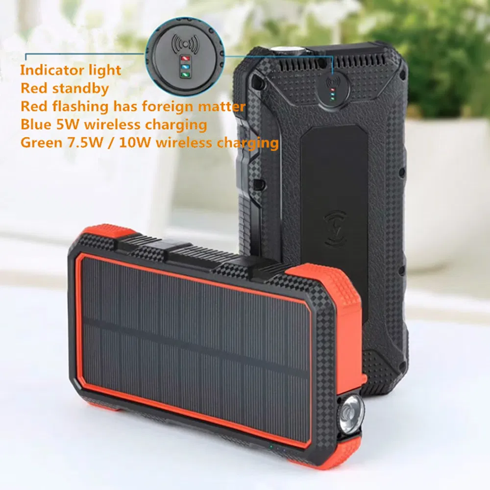 Портативное зарядное устройство 20000 мАч с солнечной панелью и быстрой зарядкой