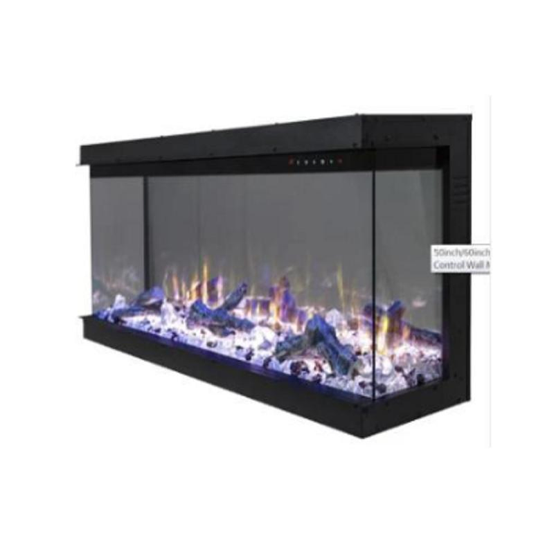 Panoramic Decorative&Heating Electric Fireplace with Three Side Glass