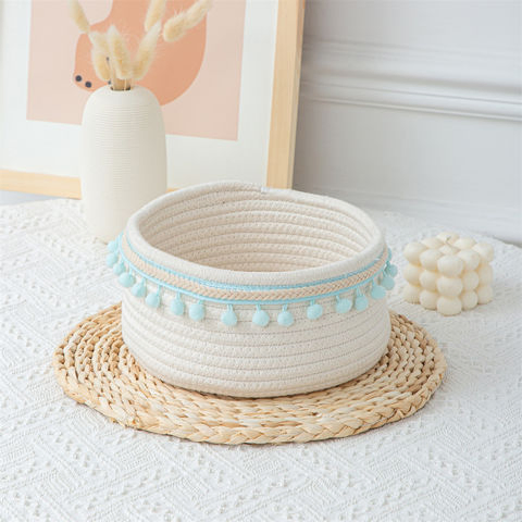 Cotton Thread Weaving Bedside Storage Basket Clothing Magazine Desktop Storage Basket