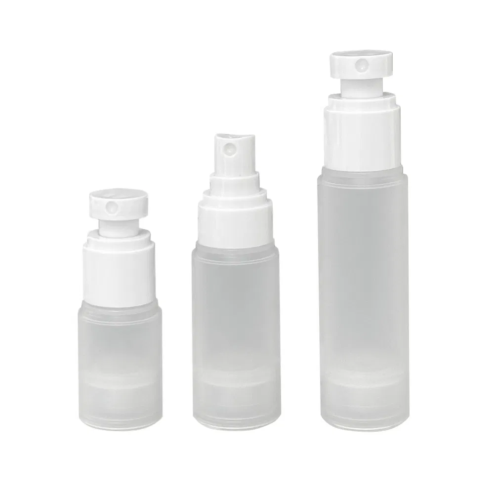 Popular Cosmetic Spray Packaging Matte White 15ml 30ml 50ml Round Custom Logo Airless Pump Spray Cream Bottle